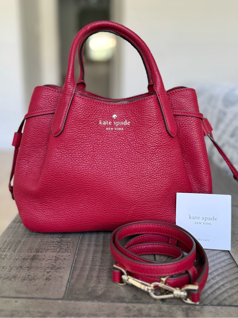Kate Spade Red Leather Dumpling Satchel with Structured Design